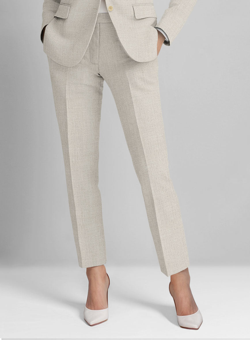 Women's Barn Beige Linen Pants - StudioSuits