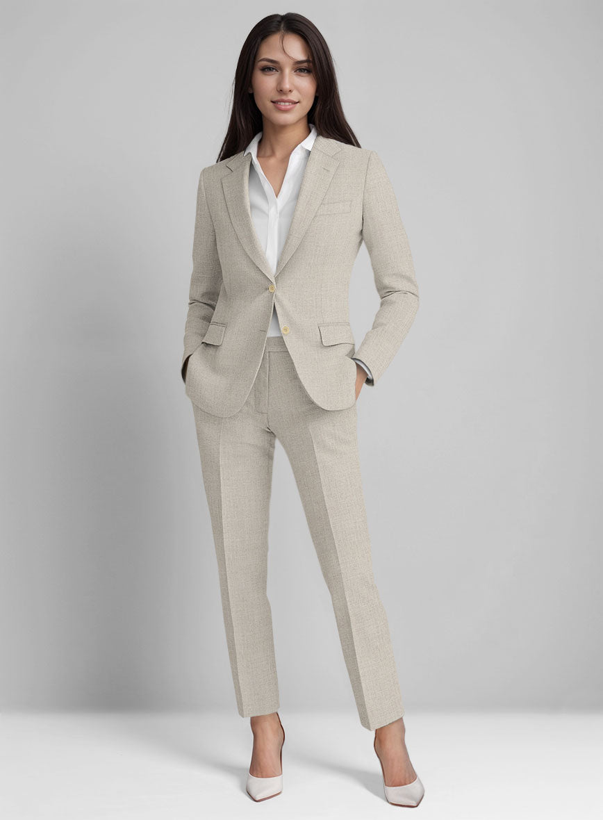 Women's Barn Beige Linen Suit - StudioSuits