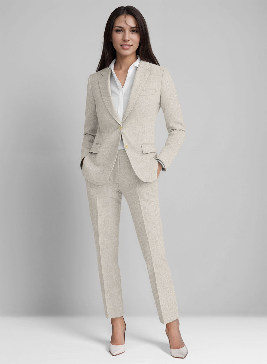 Women's Barn Beige Linen Suit - StudioSuits