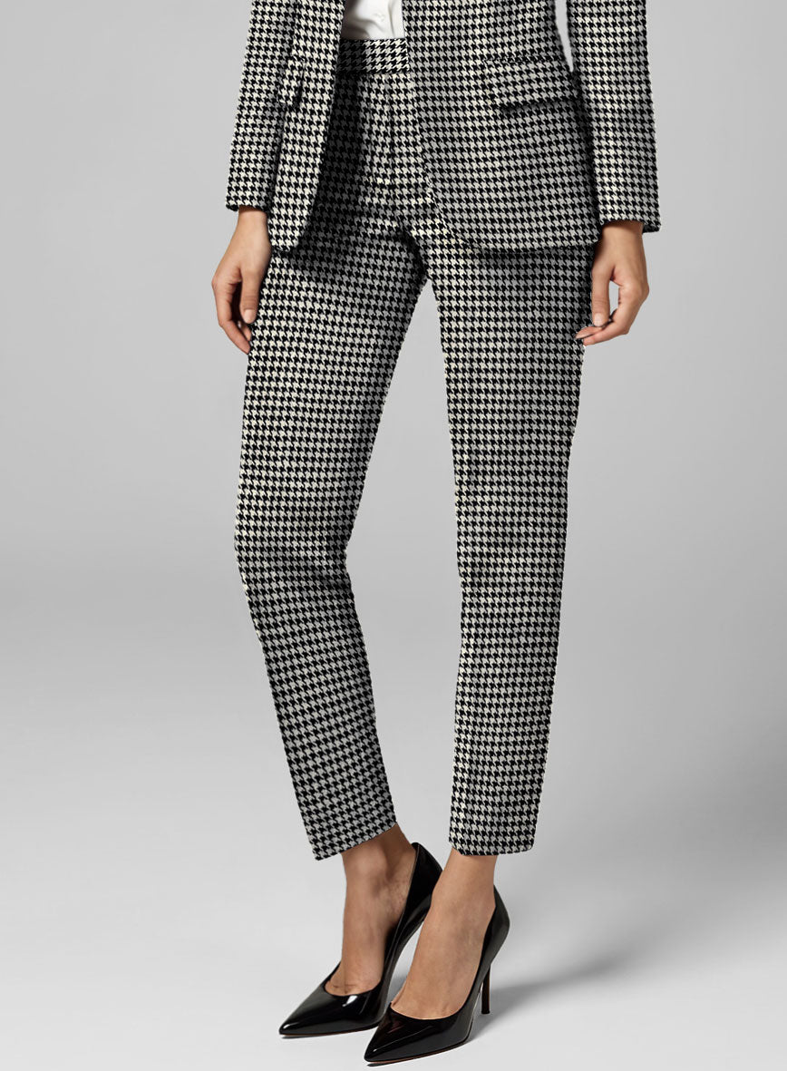 Women's Big Houndstooth BW Tweed Pants - StudioSuits