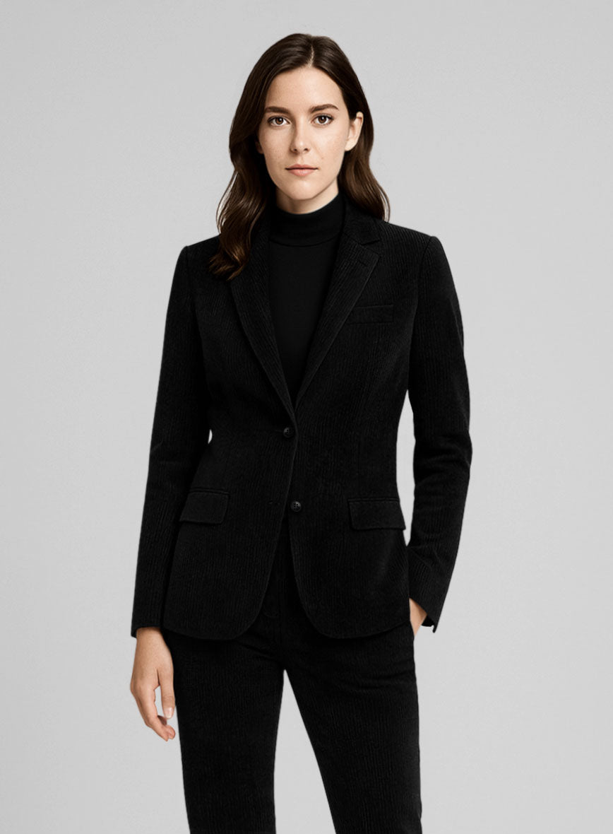 Women's Black Corduroy Jacket - StudioSuits