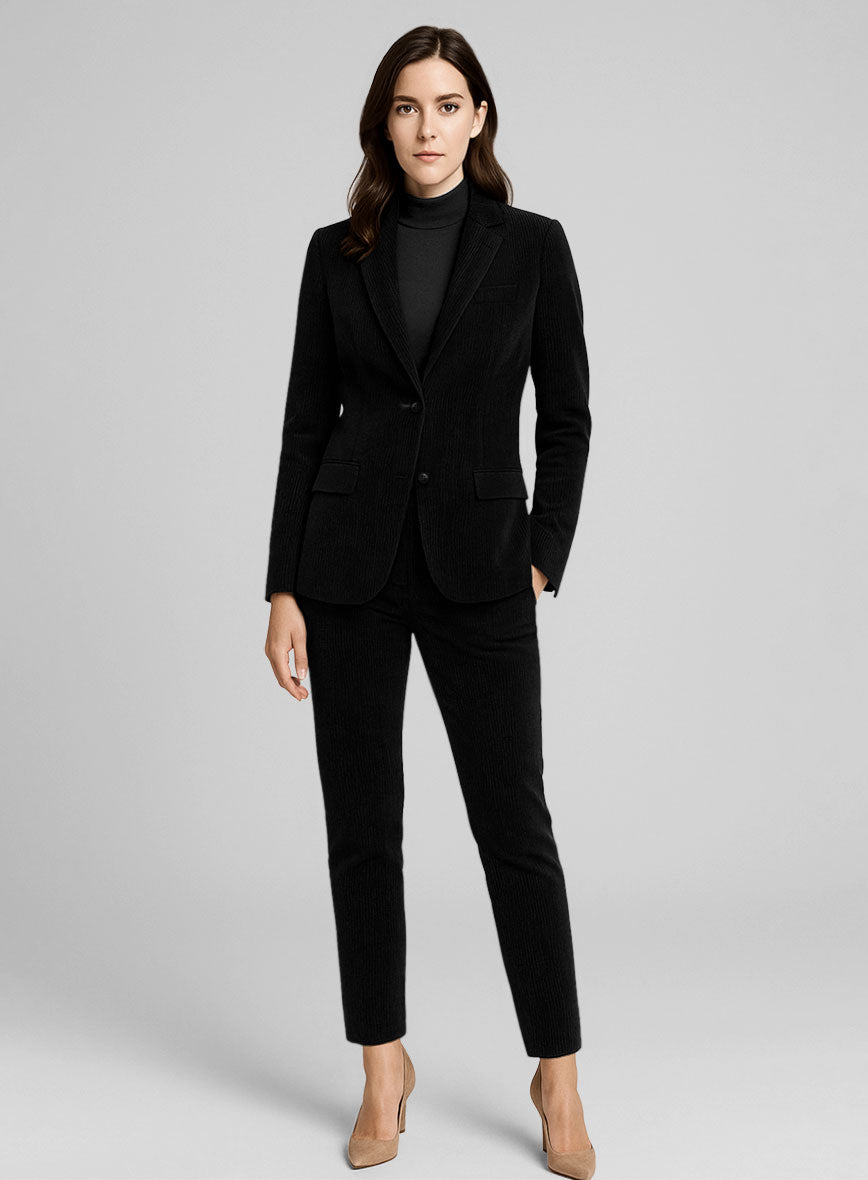 Women's Black Corduroy Suit - StudioSuits