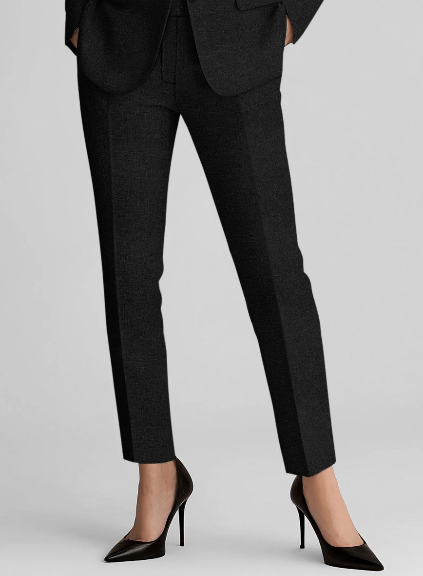 Women's Black Linen Pants - StudioSuits