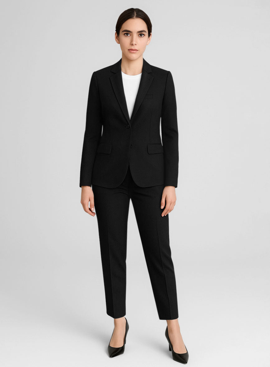 Women's Black Napoli Stretch Light Weight Cotton Suit - StudioSuits