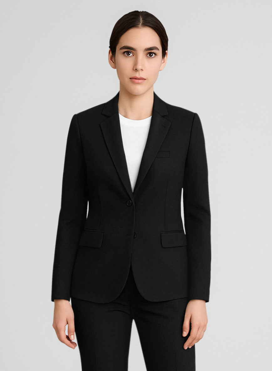 Women's Black Napoli Stretch Light Weight Cotton Suit - StudioSuits