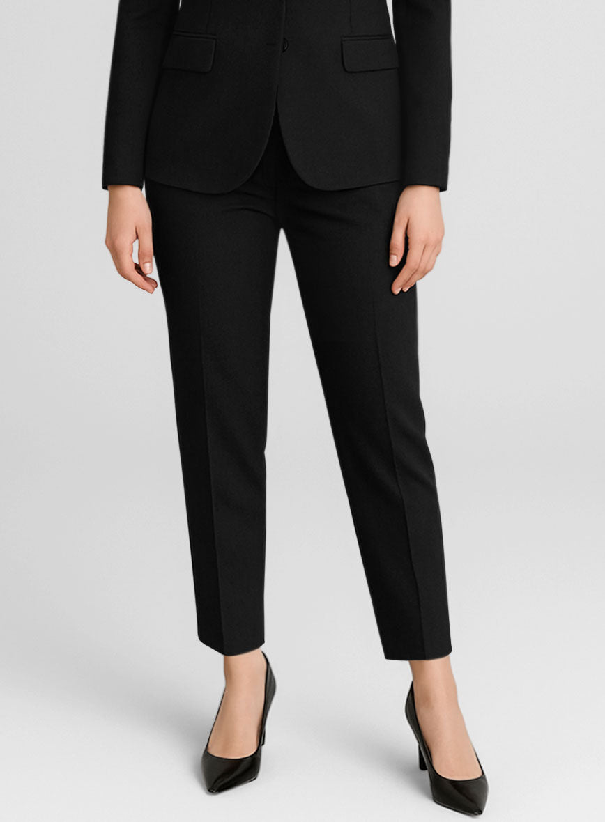 Women's Black Napoli Stretch Light Weight Cotton Suit - StudioSuits