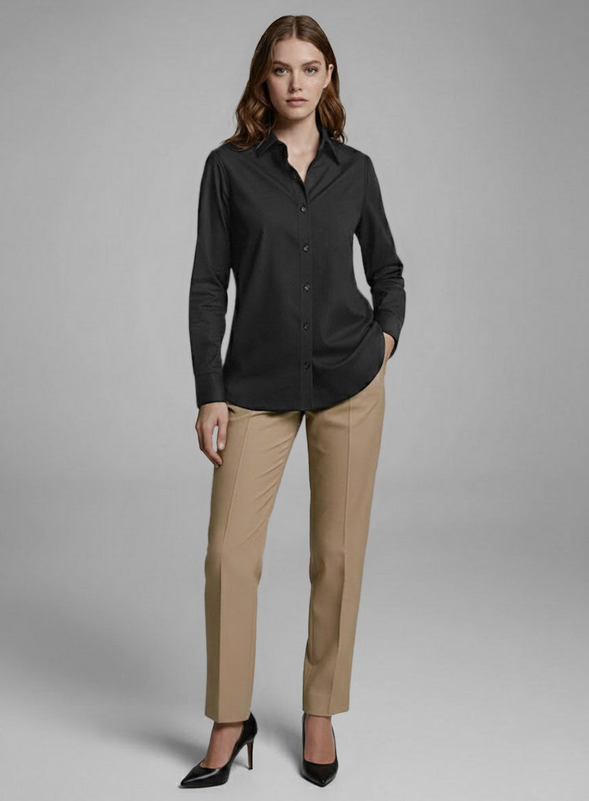 Women's Black Stretch Poplene Shirt - StudioSuits