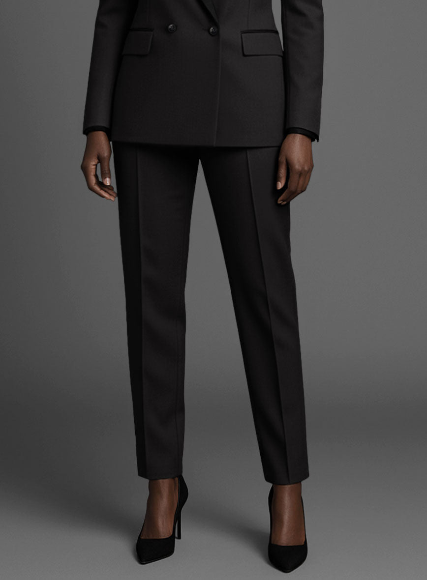 Women's Black Smoking Double Breasted Tuxedo Suit - StudioSuits