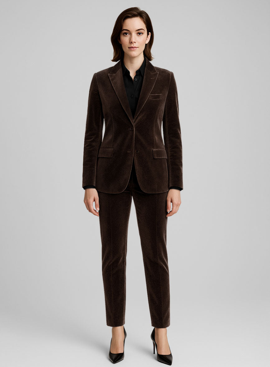 Women's Brown Velvet Suit - StudioSuits