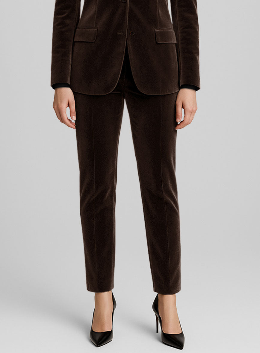 Women's Brown Velvet Pants - StudioSuits