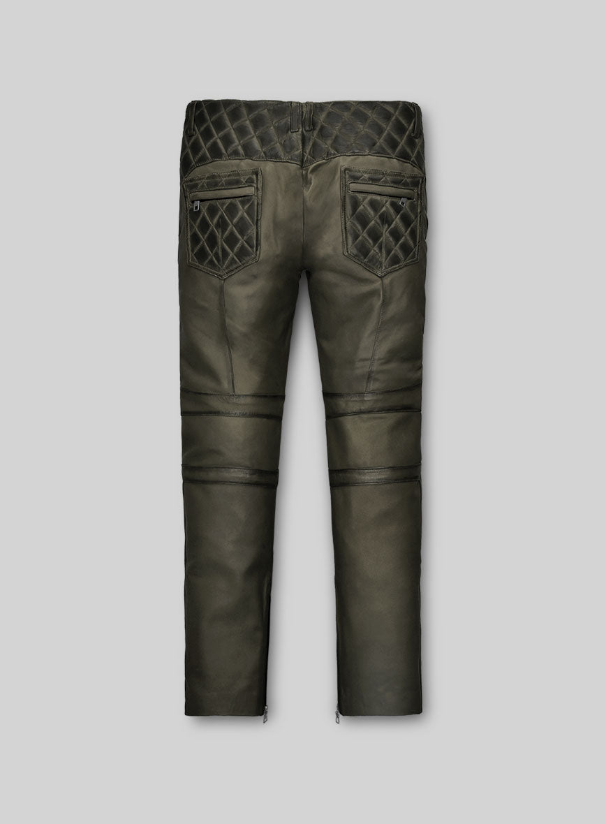 Women's Celestine Burnt Olive Leather Pants - StudioSuits