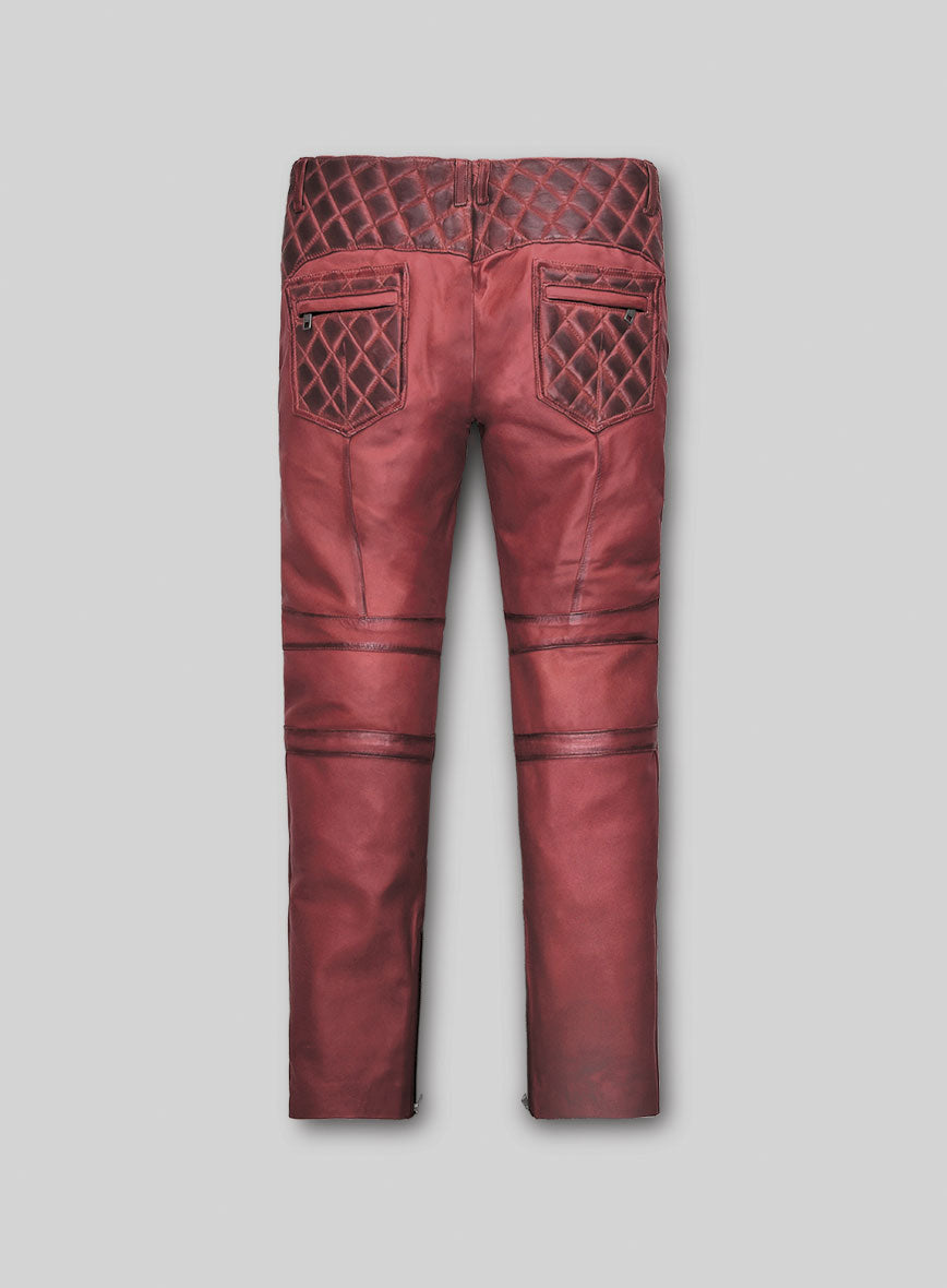 Women's Celestine Burnt Red Leather Pants - StudioSuits