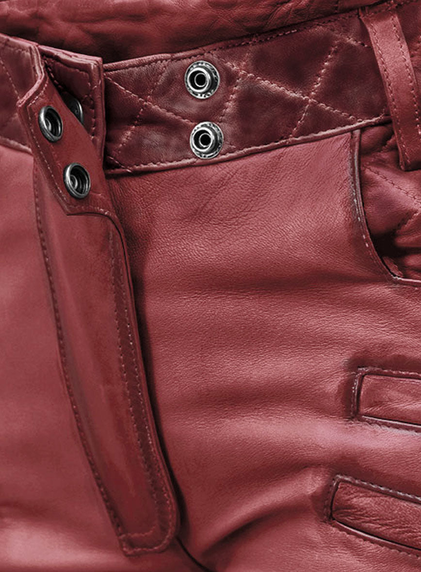 Women's Celestine Burnt Red Leather Pants - StudioSuits