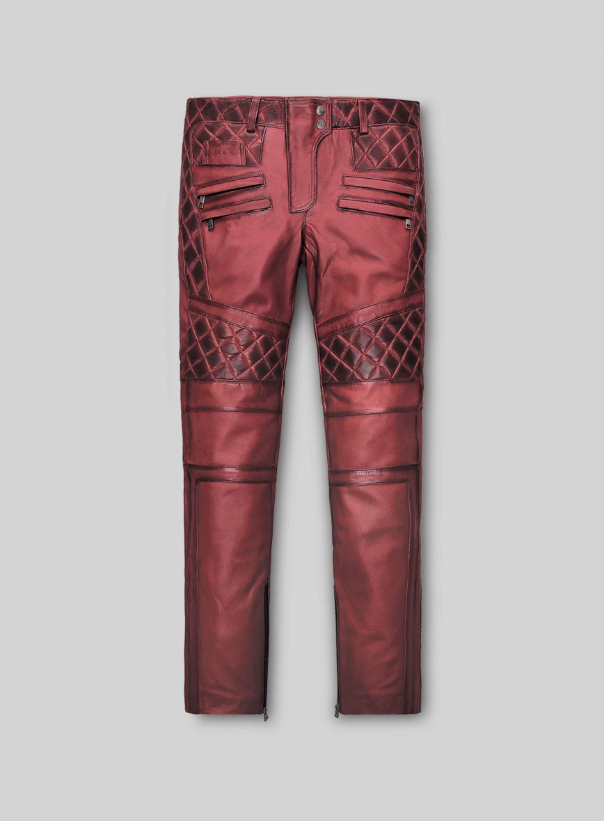 Women's Celestine Burnt Red Leather Pants - StudioSuits