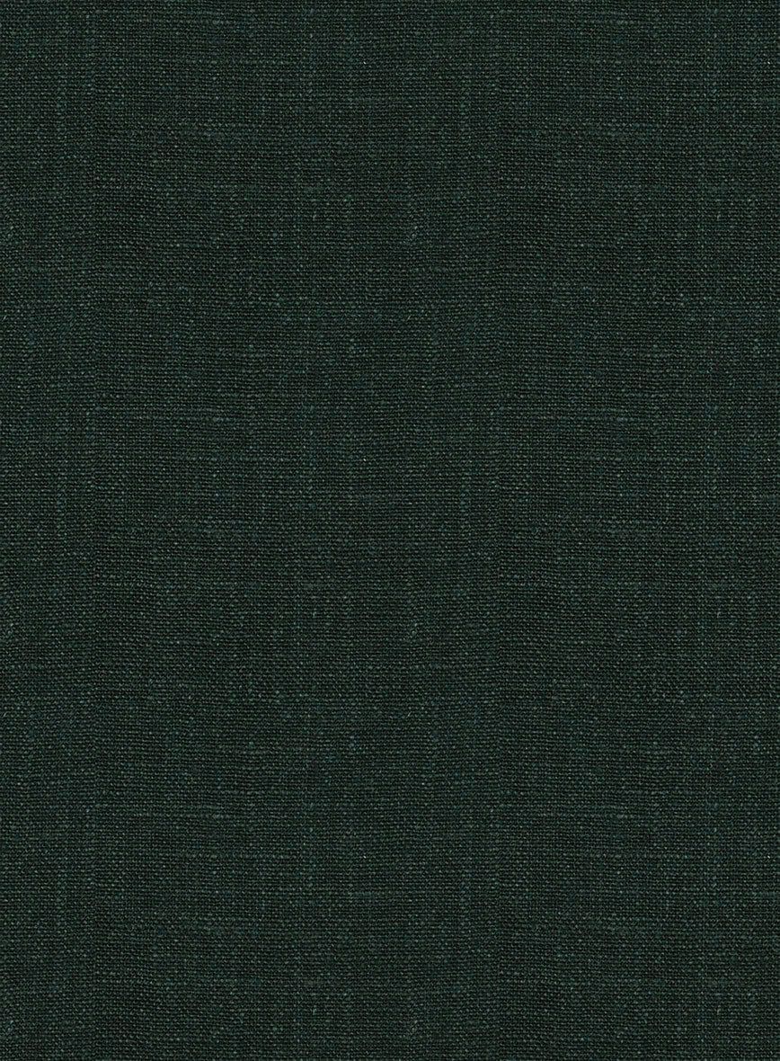 Women's Dark Bottle Green Linen Pants - StudioSuits