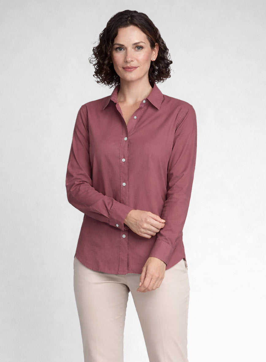 Women's Dark Rose Stretch Poplene Shirt - StudioSuits