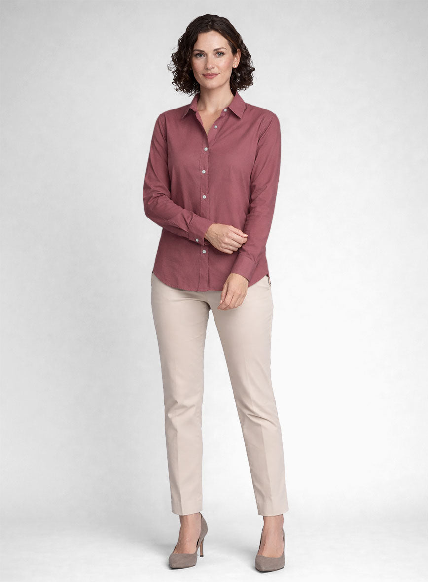 Women's Dark Rose Stretch Poplene Shirt - StudioSuits