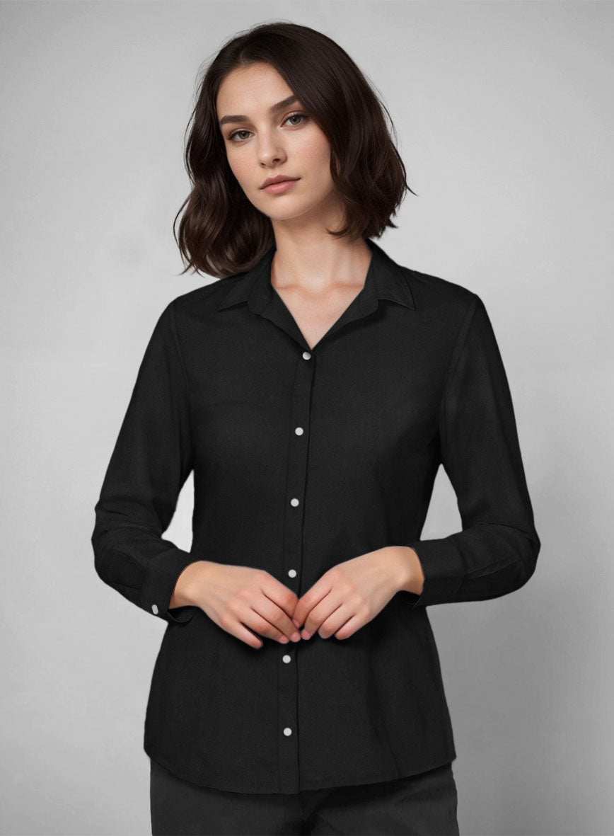 Women's Giza Black Cotton Shirt - StudioSuits