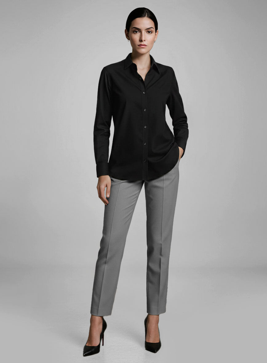 Women's Giza Black Cotton Shirt - StudioSuits