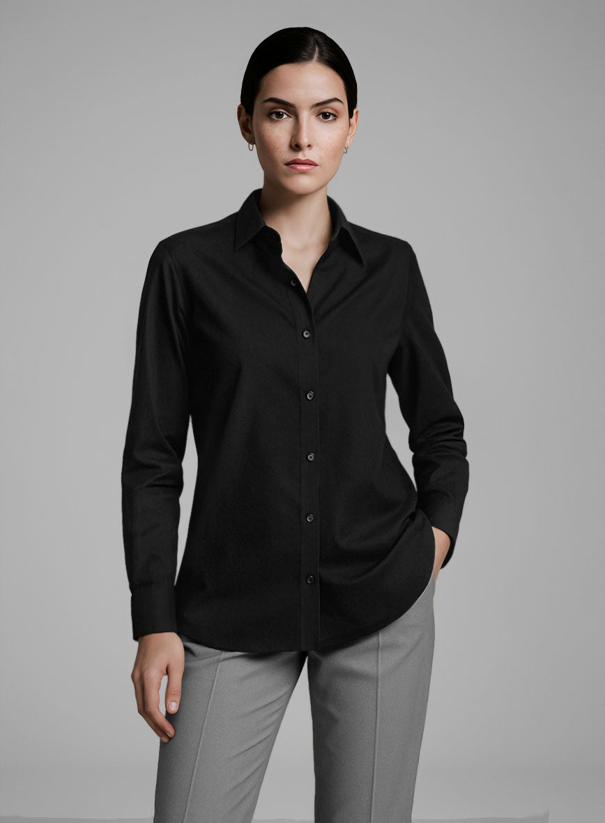 Women's Giza Black Cotton Shirt - StudioSuits