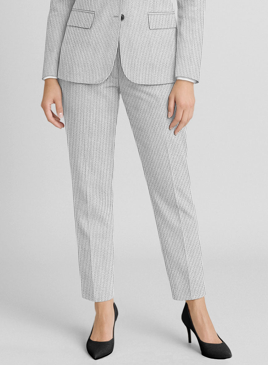 Women's Gray Seersucker Pants - StudioSuits