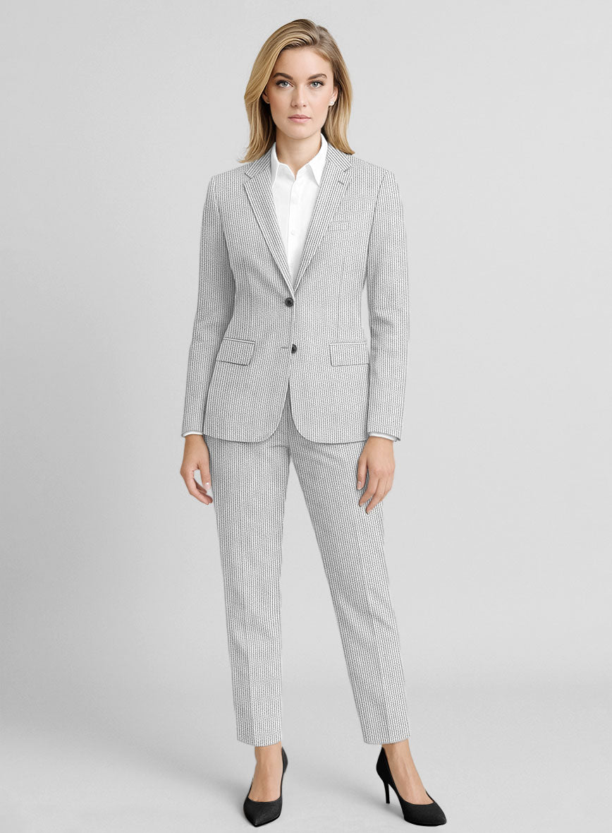 Women's Gray Seersucker Suit - StudioSuits