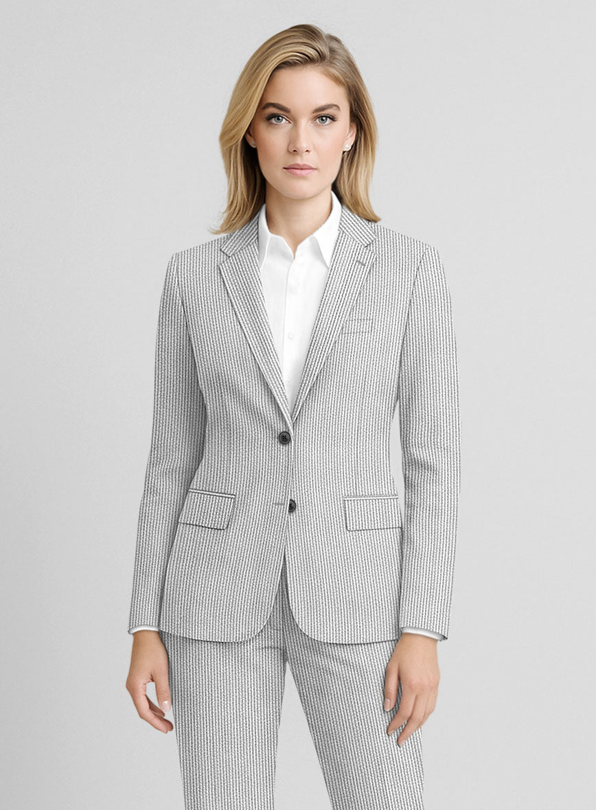 Women's Gray Seersucker Suit - StudioSuits