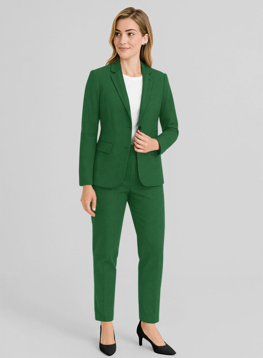 Women's Green Napoli Stretch Light Weight Cotton Suit - StudioSuits
