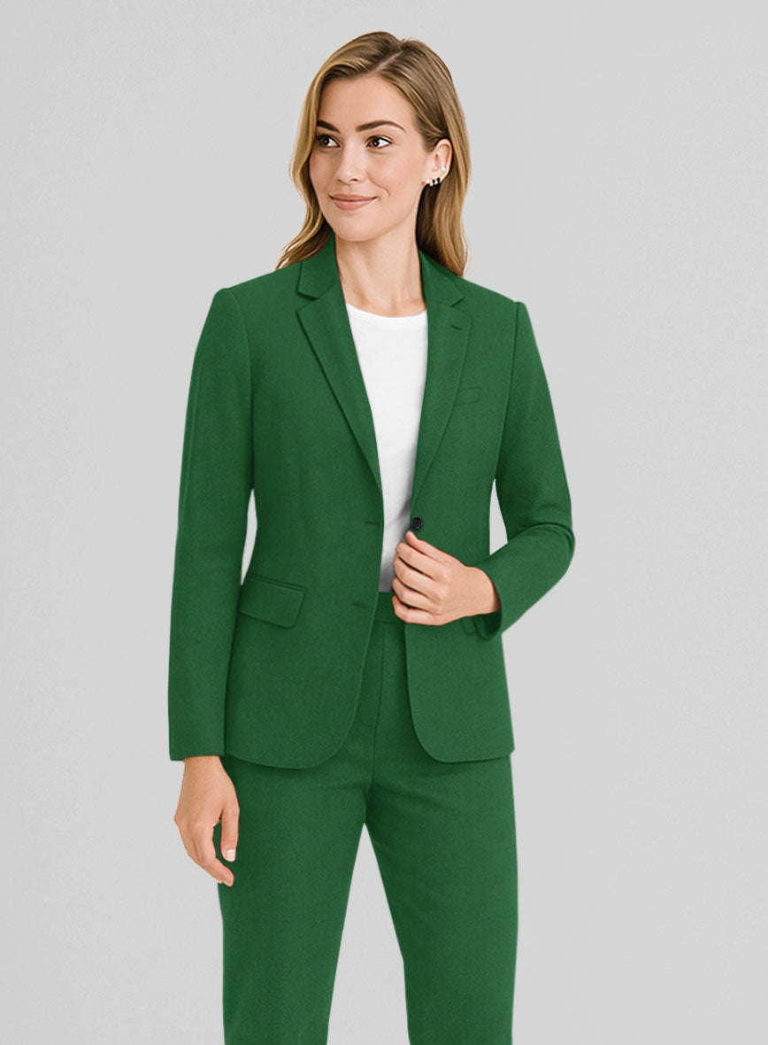 Women's Green Napoli Stretch Light Weight Cotton Suit - StudioSuits