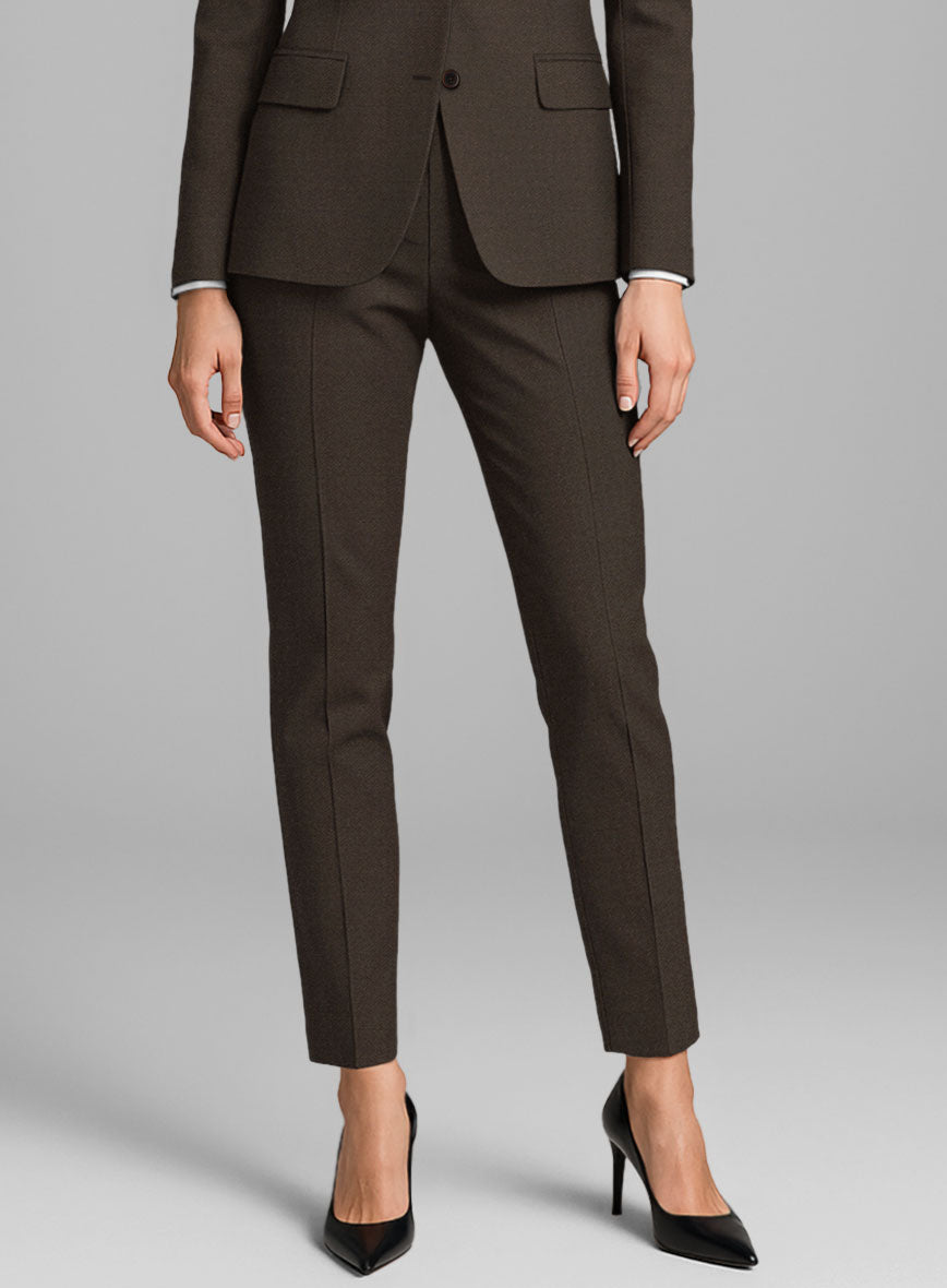 Women's Guabello Espresso Brown Twill Pants - StudioSuits