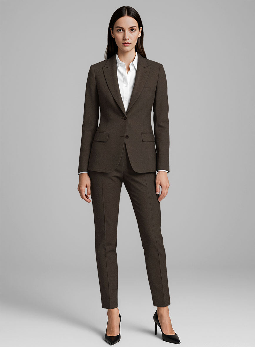 Women's Guabello Espresso Brown Twill Suit - StudioSuits