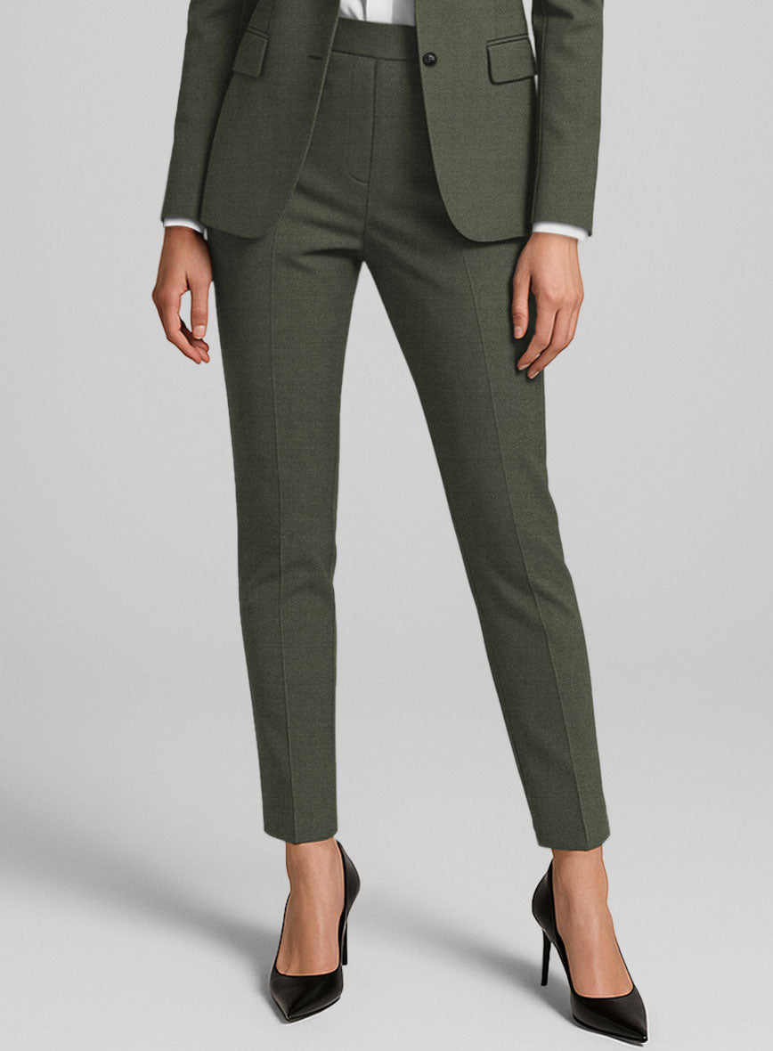 Women's Guabello Twill Green Pants - StudioSuits