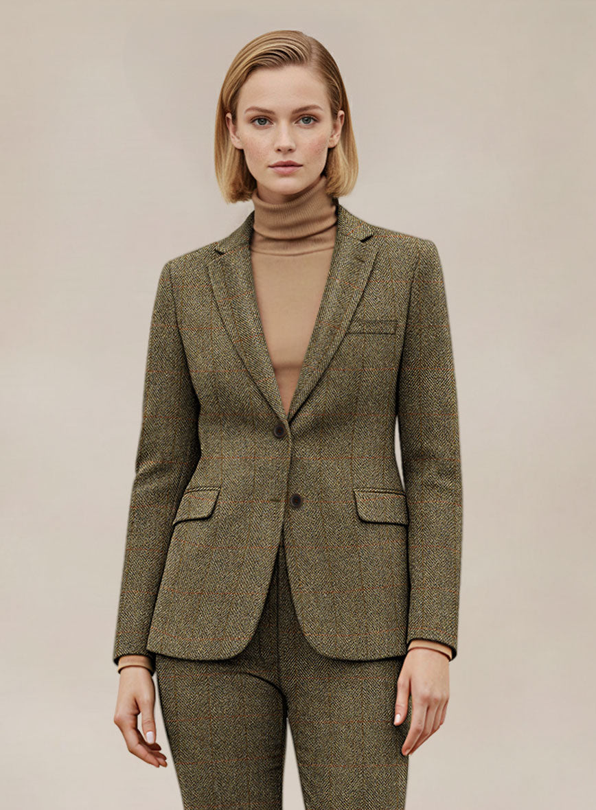 Women's Harris Tweed Country Brown Check Jacket - StudioSuits