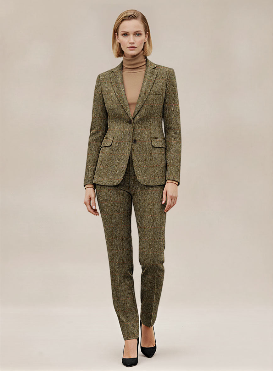 Women's Harris Tweed Country Brown Check Suit - StudioSuits