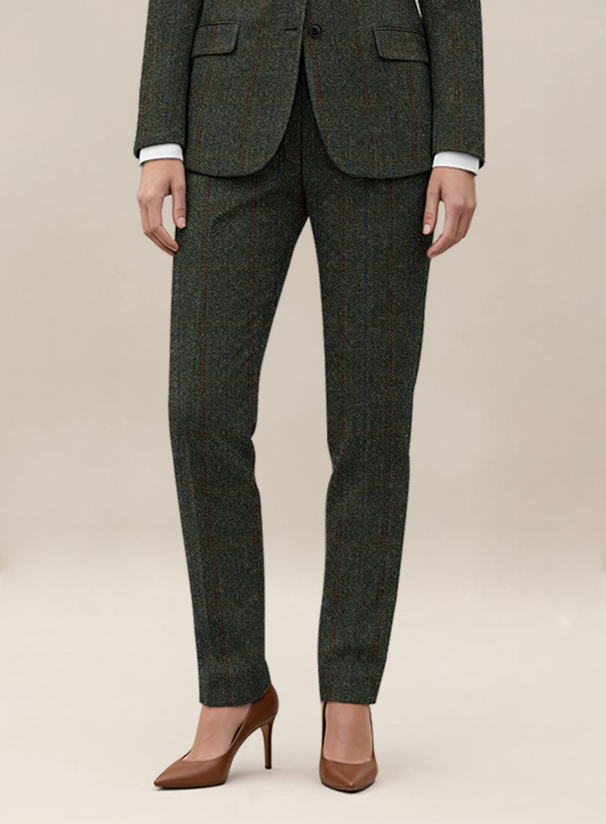 Women's Harris Tweed Country Green Pants - StudioSuits