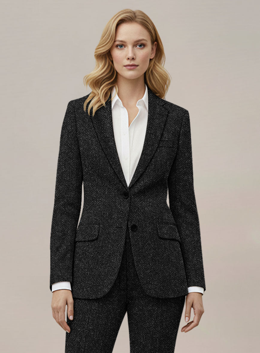 Women's Harris Tweed Royal Charcoal Jacket - StudioSuits