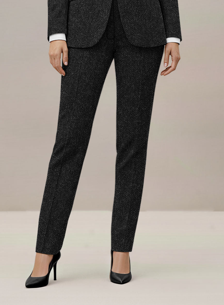 Women's Harris Tweed Royal Charcoal Pants - StudioSuits