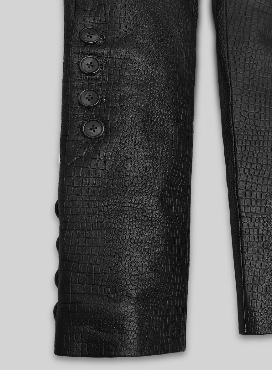 Women's Crocodile Black Zephyr Leather Pants – StudioSuits