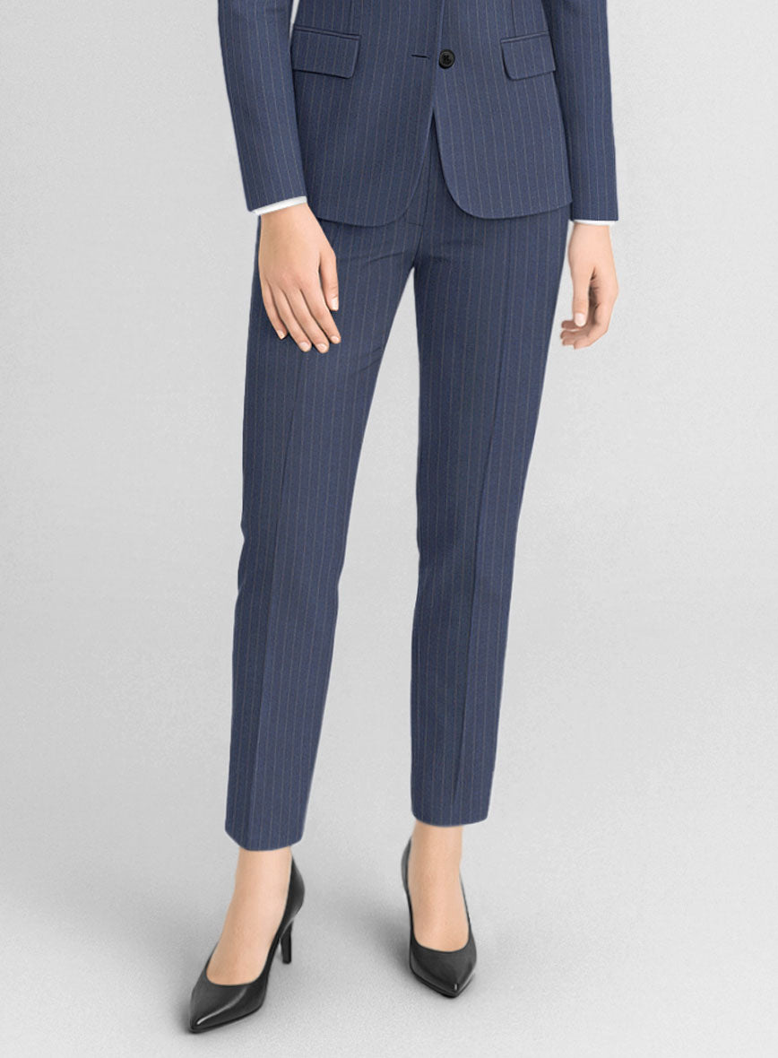 Women's Ink Blue pinstripe Pants - StudioSuits