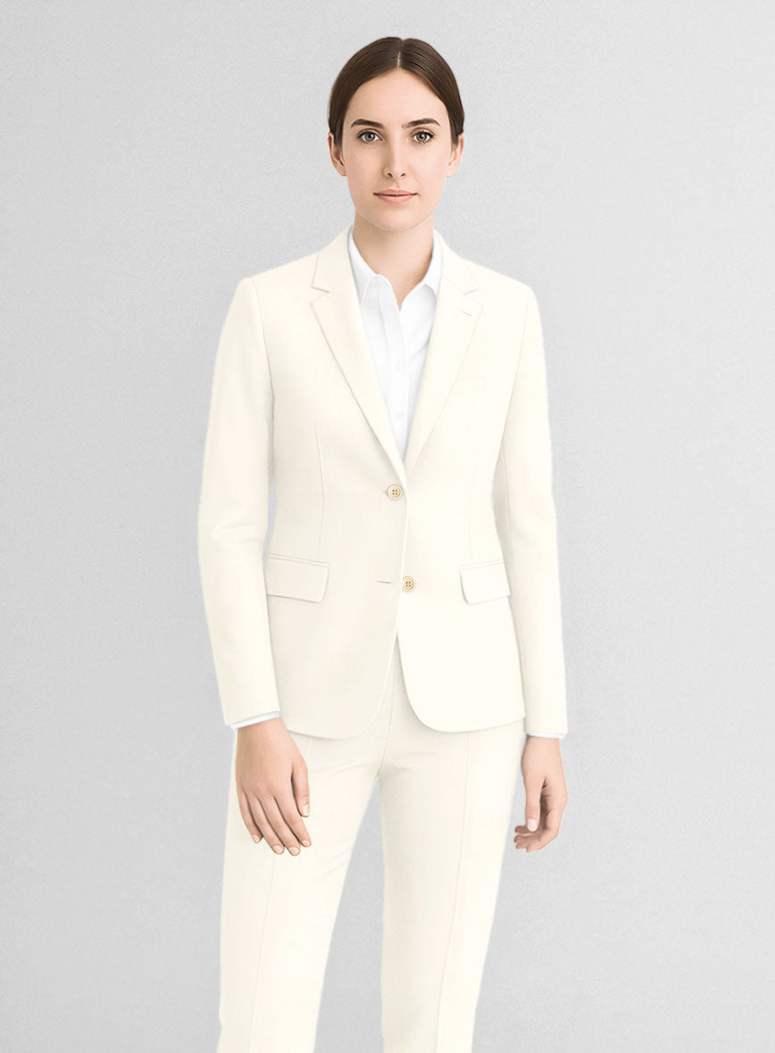 Women's Ivory Wool Jacket - StudioSuits