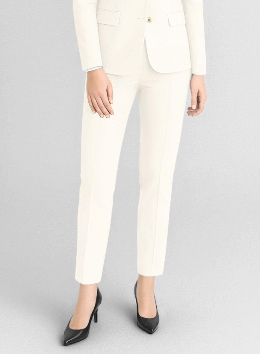 Women's Ivory Wool Pants - StudioSuits