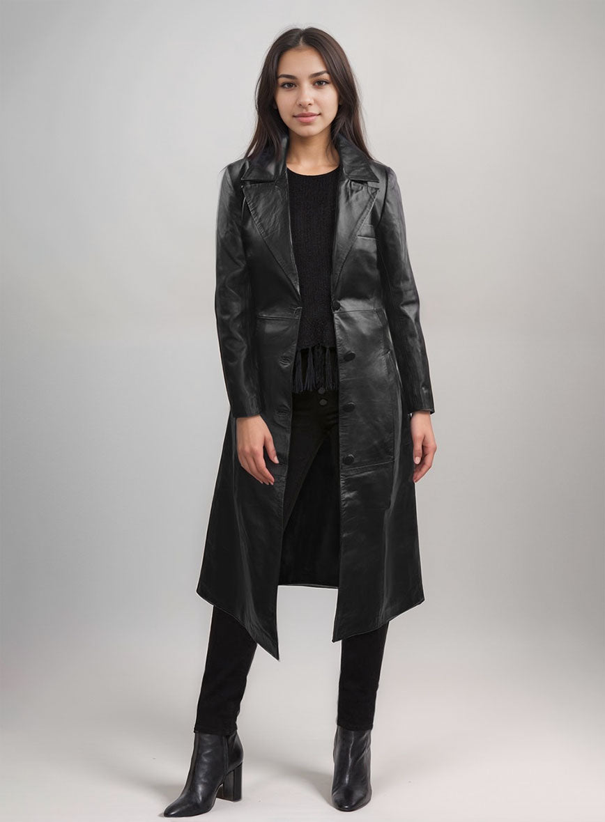 Women's Kendall Leather Long Coat - StudioSuits