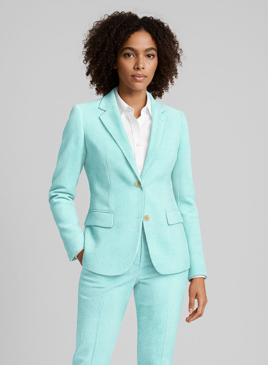 Women's Light Blue Corduroy Jacket - StudioSuits