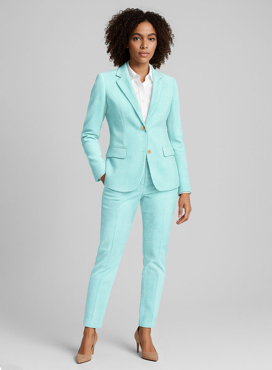 Women's Light Blue Corduroy Suit - StudioSuits