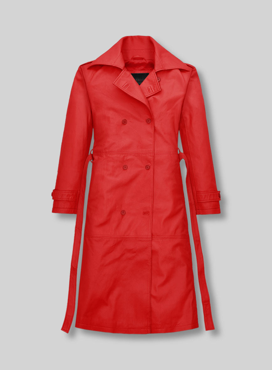 Women's Megan Fox Leather Long Coat - StudioSuits