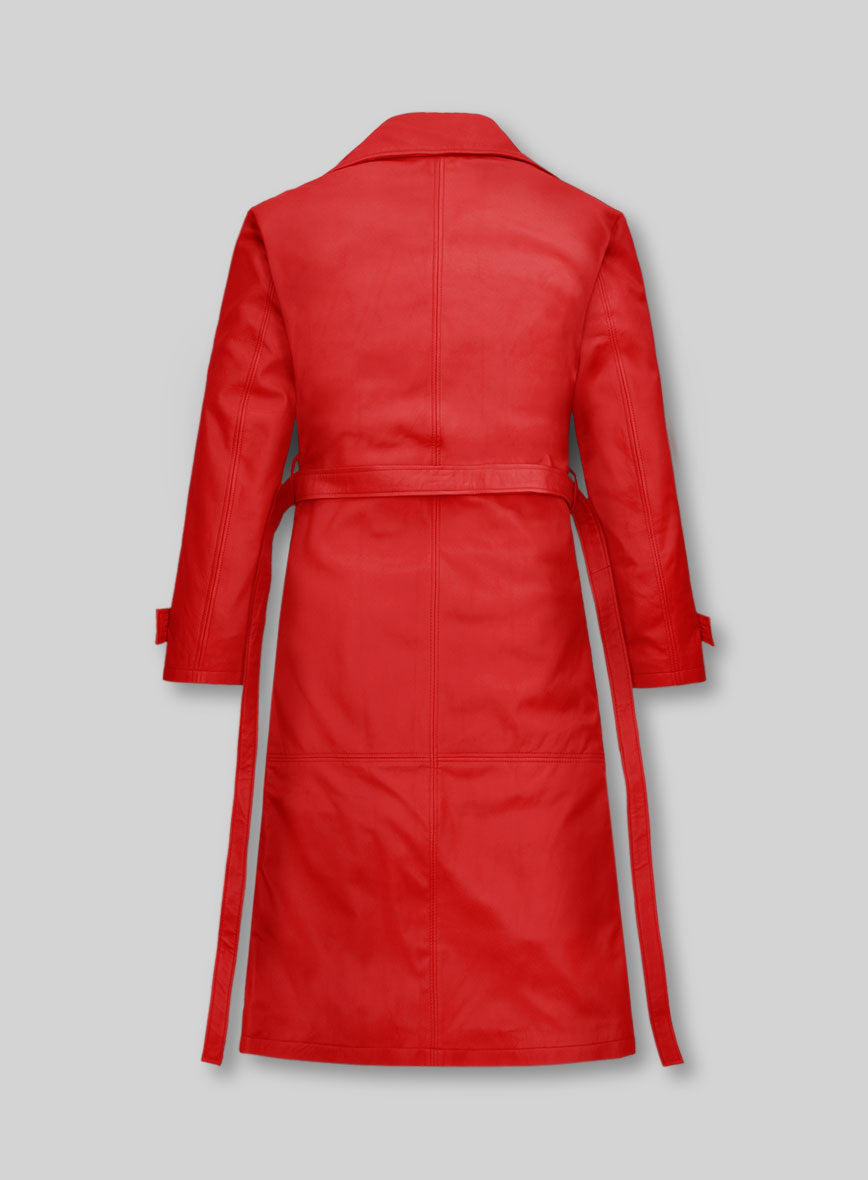 Women's Megan Fox Leather Long Coat - StudioSuits