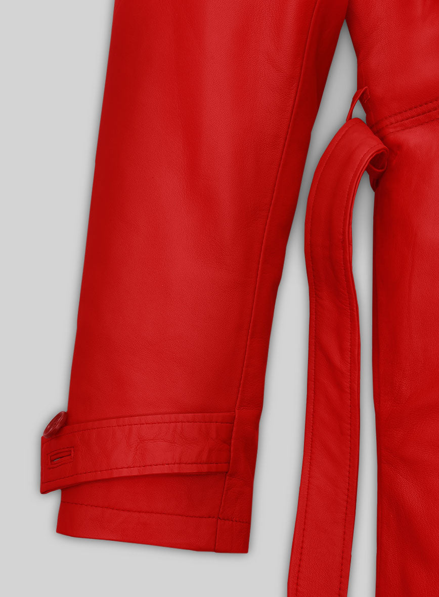Women's Megan Fox Leather Long Coat - StudioSuits