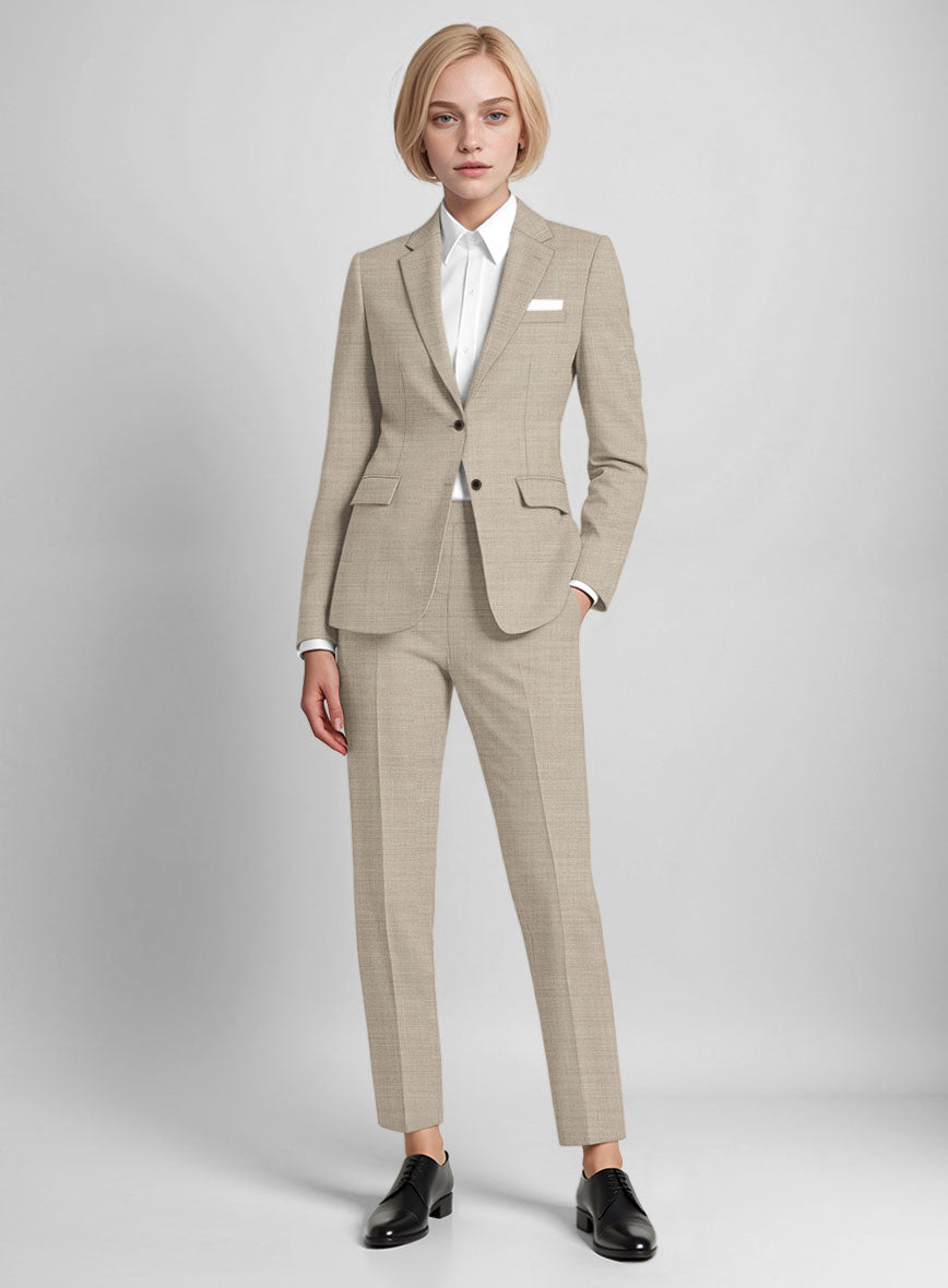 Women's Melange Khaki Wool Suit - StudioSuits