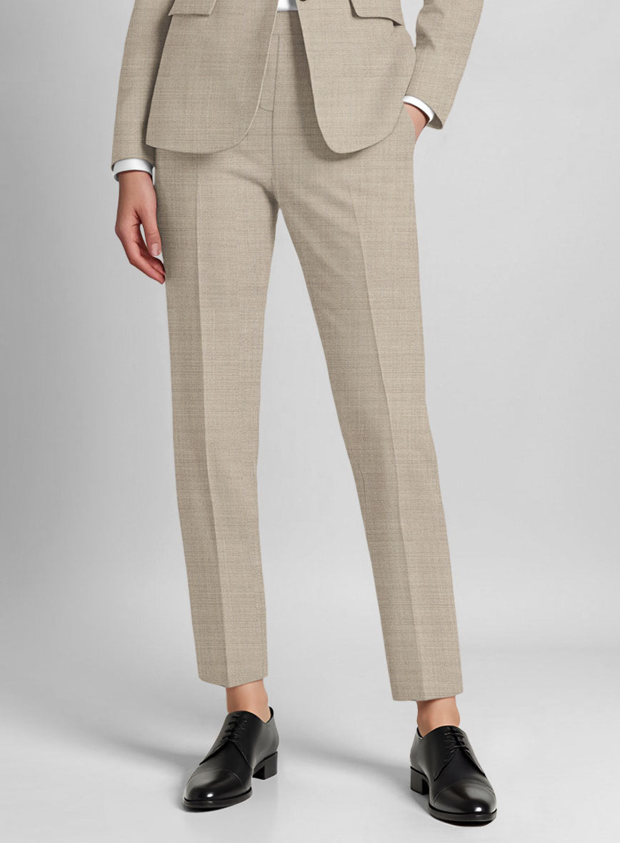 Women's Melange Khaki Wool Pants - StudioSuits