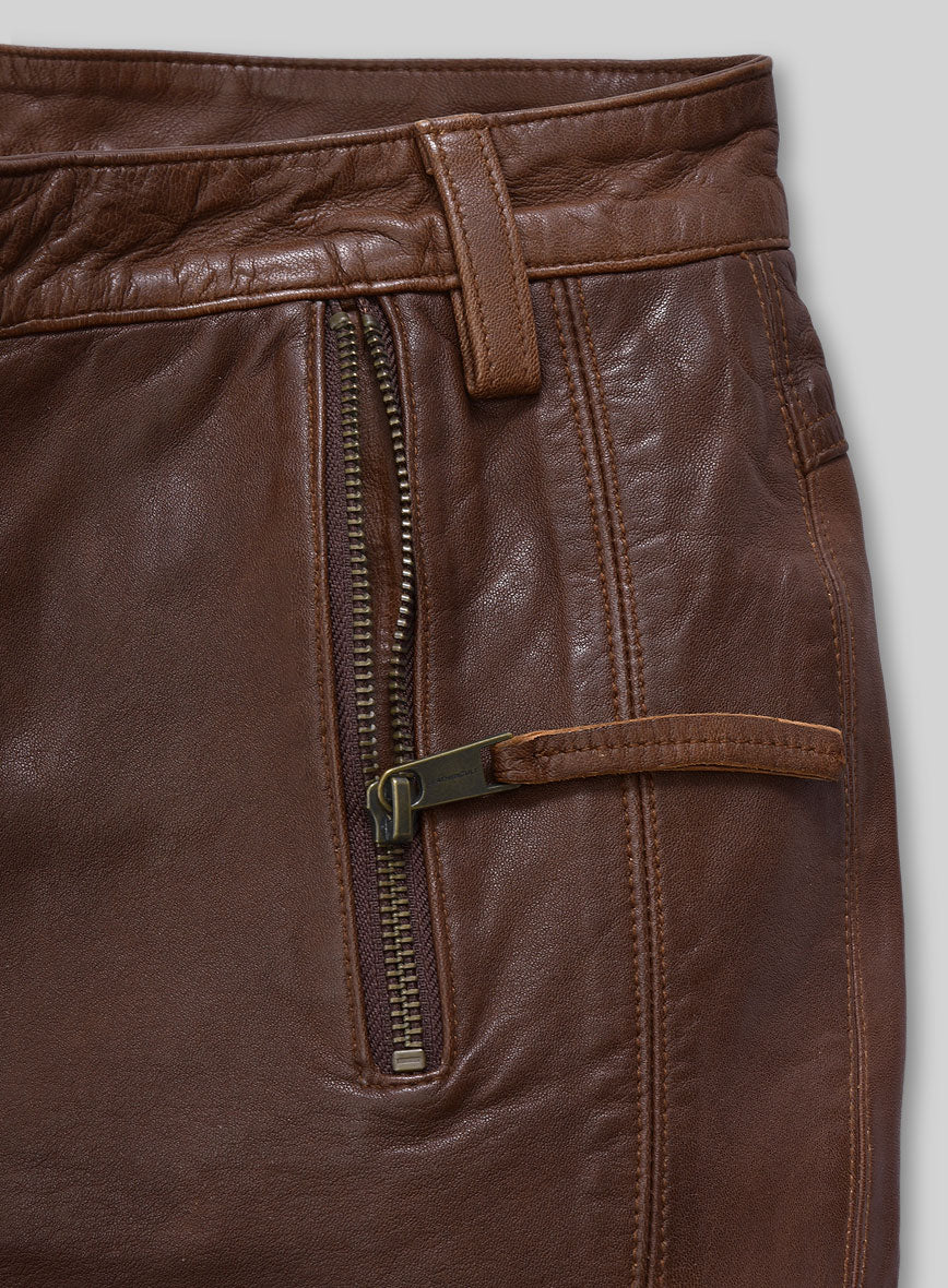 Women's Mocha Rider Leather Jeans - StudioSuits